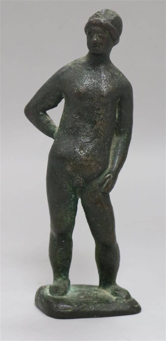 A Roman bronze figure of a man height 21cm